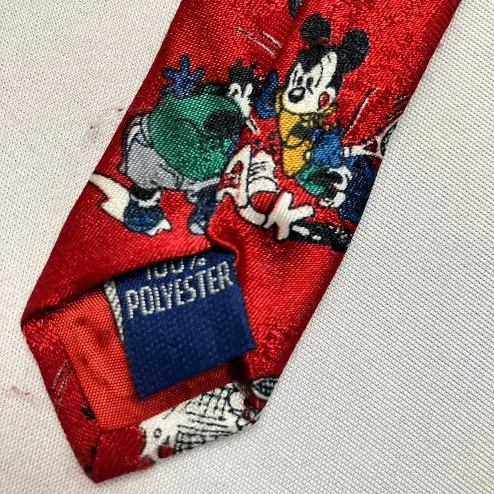 Vintage Disney Tie Mickey Unlimited Red Mickey Minnie Tennis Men’s Necktie 4”